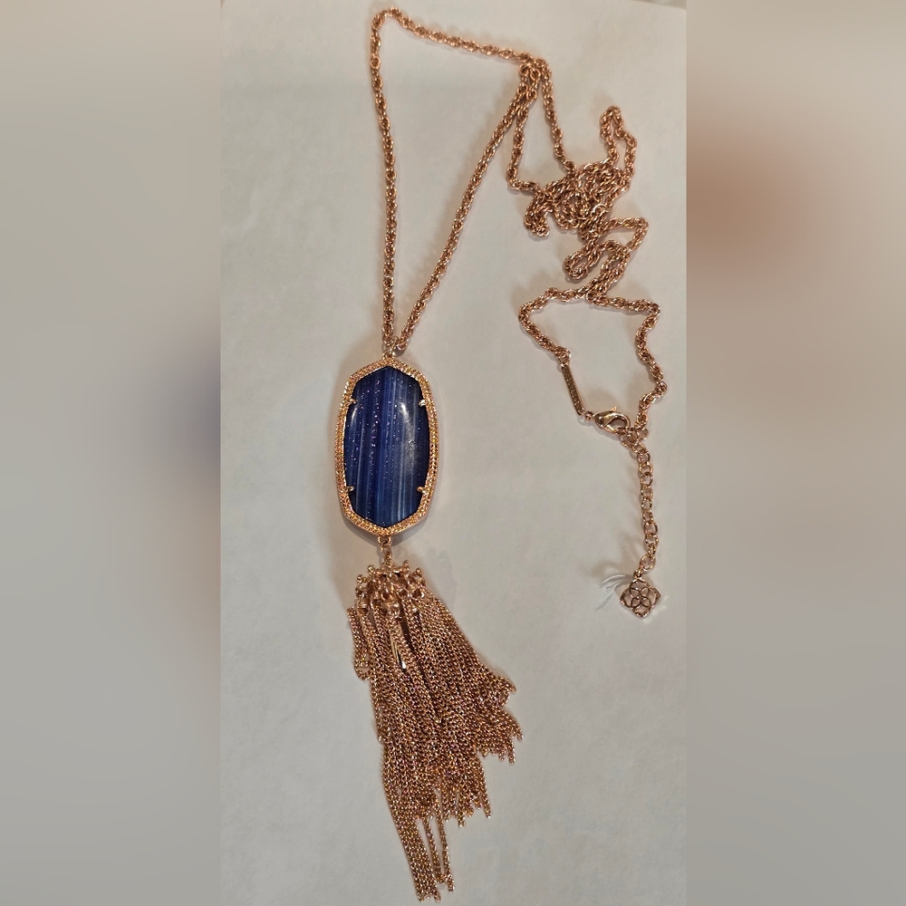 NWOT Kendra Scott Navy Dusted Glass Rayne Necklace